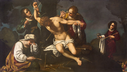 MODENA, ITALY - APRIL 14, 2018: The painting martyrdom of St. Sebastian in church Chiesa di Santa...