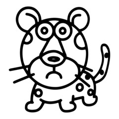 Leopard cartoon illustration isolated on white background for children color book