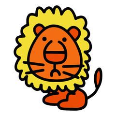 Cute lion cartoon illustration isolated on white background for children color book