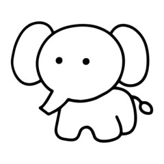 Cute elephant cartoon illustration isolated on white background for children color book