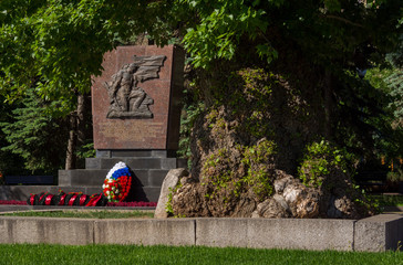 Volgograd. Russia - May 19, 2018. The mass grave, the grave of Ruben Ibarruri on the Heroes' Alley in the city of Volgograd