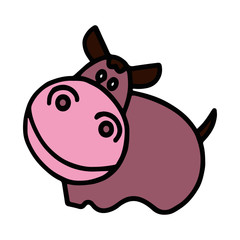 Hippo cartoon illustration isolated on white background for children color book