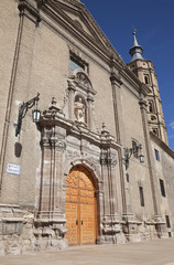 Fototapeta na wymiar Zaragoza - The baroque portal of church Iglesia de San Juan de los Panetes.