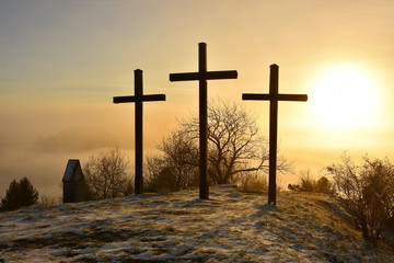 Kreuze auf dem Kornbuehl; Schwaebische Alb