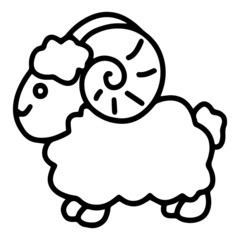 Cute sheep cartoon illustration isolated on white background for children color book