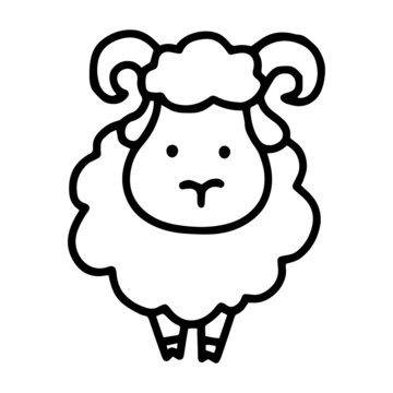Cute sheep cartoon illustration isolated on white background for children color book