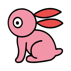 Cute rabbit cartoon illustration isolated on white background for children color book