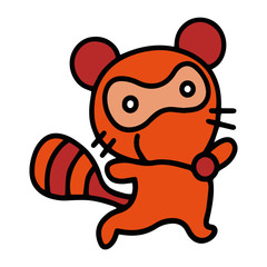 Cute raccoon cartoon illustration isolated on white background for children color book