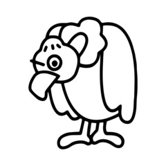 Cute vulture cartoon illustration isolated on white background for children color book