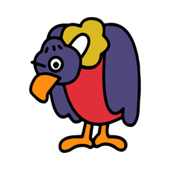 Cute vulture cartoon illustration isolated on white background for children color book