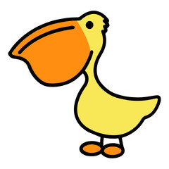 Cute pelican cartoon illustration isolated on white background for children color book