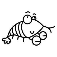 Shrimp cartoon illustration isolated on white background for children color book