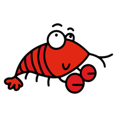 Shrimp cartoon illustration isolated on white background for children color book