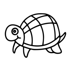 Cute turtle cartoon illustration isolated on white background for children color book