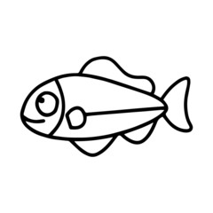 Cute fish cartoon illustration isolated on white background for children color book
