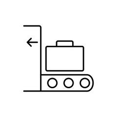 luggage scanner conveyor line black icon on white background