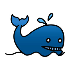 Cute whale cartoon illustration isolated on white background for children color book