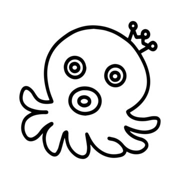 Cute octopus cartoon illustration isolated on white background for children color book