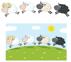 Fototapeta premium Sheep Cartoon Mascot Character Set 10. Vector Collection Isolated On White Background