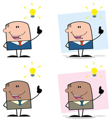 Businessman Cartoon Character Set 9. Vector Collection Isolated On White Background