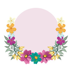 Decorative flowers blank round frame vector illustration graphic design