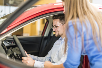 Business car seller working with the client