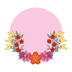 Decorative flowers blank round frame vector illustration graphic design