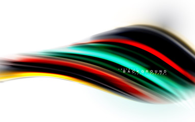 Fluid liquid mixing colors concept on light grey background, wave and swirl curve flow line, trendy abstract layout template for business presentation, app wallpaper banner, poster or wallpaper