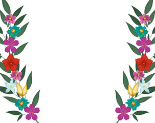 Fototapeta na wymiar Decorative flowers square frame vector illustration graphic design