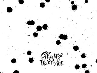 Handdrawn grunge texture. Abstract ink drops background. Black and white grunge illustration. Vector watercolor artwork pattern.