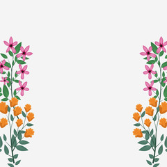 Decorative flowers square frame vector illustration graphic design