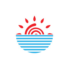 Obraz premium Sunset or sunrise on the sea logo 