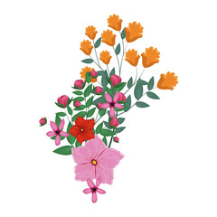 Beautiful bouquet of flowers isolated vector illustration graphic design