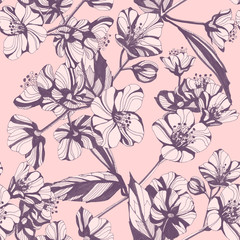 Obraz premium Awesome jasmine flowers. Hand drawn ink illustration. Wallpaper or fabric design.