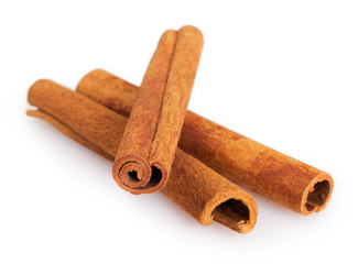 Cinnamon on white background