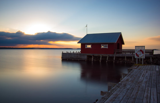 Der Siljan See in Schweden am Morgen
