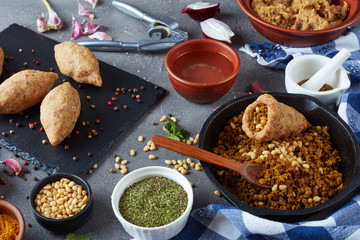 cooking a kibbeh on a kitchen