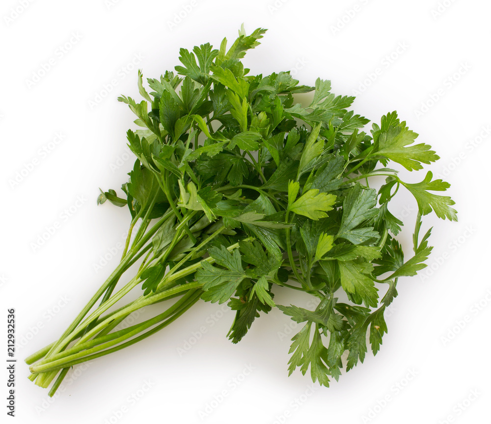 Wall mural fresh parsley on white background