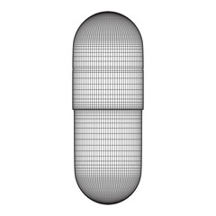 Medical capsule pill wireframe low poly mesh object. Vector illustration