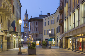 Parma - The street of the old town at dusk.