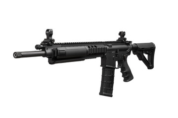 Modern automatic rifle isolated on white