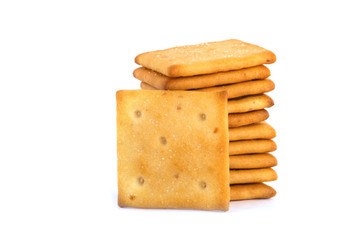 square crackers isolated on white background.