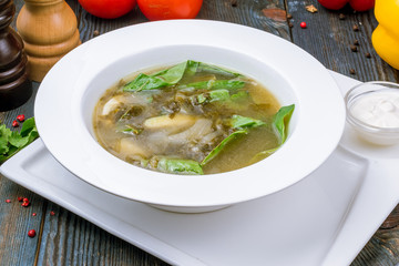 Sorrel soup with egg