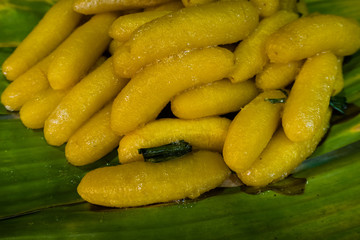 Golden Banana in Syrup for sale in Thai market.