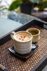 Fotobehang Cuppccino in Clay Mug © patpitchaya
