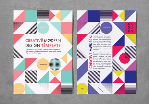 Flyer Layout with Colorful Geometric Shapes