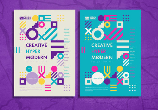 Flyer Layout with Colorful Geometric Shapes