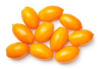 Yellow Plum Tomatoes Isolated on White Background