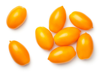 Yellow Plum Tomatoes Isolated on White Background