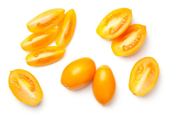 Yellow Plum Tomatoes Isolated on White Background
